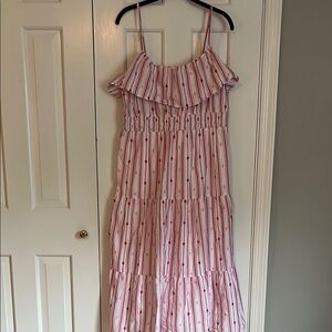 LOFT Pink and Red Casual Dress